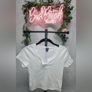 Wild fable cream button front crop top